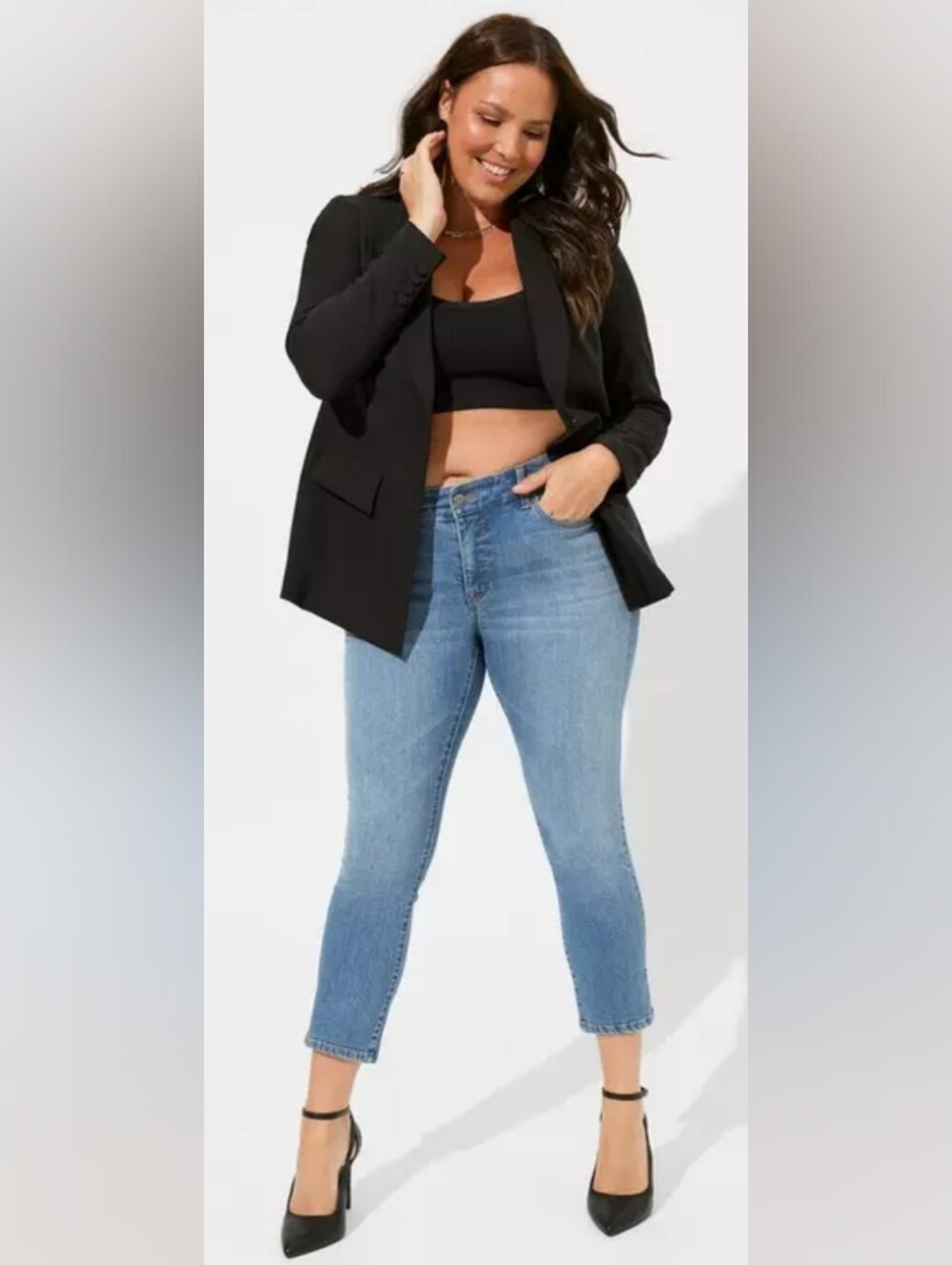 Torrid Soho Studio Refined Crepe Blazer Black Size 2 18/20